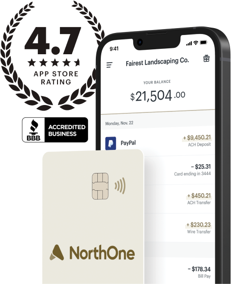 Locked NorthOne card floating over phone